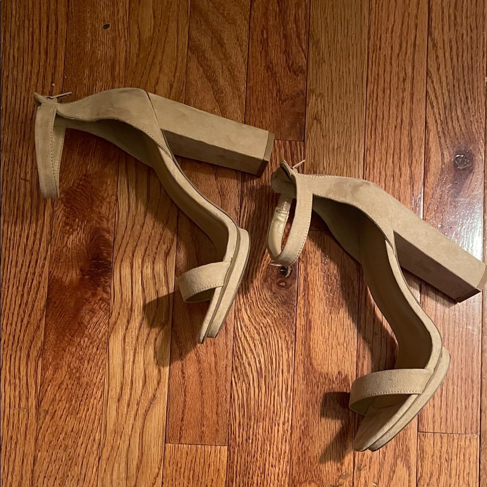 Wild Diva Tan Block Heel Sandals